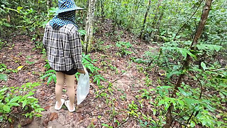 Thai Girl Walks and Brags About Picking Mushrooms Anyway, Peeing in the Forest Thai Voice