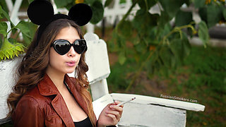 Sensual Russian Angel Smoking Cigarette in Sunlight