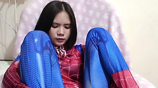 SPIDERGIRL PLAYING HERSELF WITH VIBRATOR