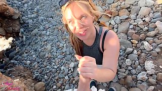 Beach Blowjob Extreme: Outdoor Deep Throat & Cum Swallow with German Babe Anja Amelia