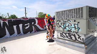 Married Slut Gets Fucked in Public by Gibby the Clown