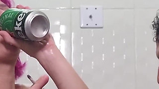 Creampieing Her Tight Asshole in the Bathtub