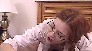 Nerdy Glasses Girls Suck Cock and Take Facial