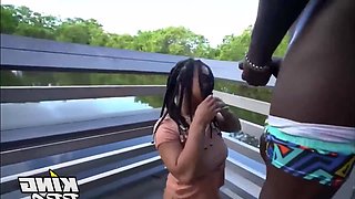 Ebony bombshell outdoor sex