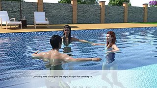 Stepbrother Fucks Wife in Pool - John Presses Face on Jennifer's Big Tits While Diving