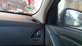 Hot Mature Stepmom in Stockings Gives Her Stepson a Footjob in the Car, in Public, While He Drives