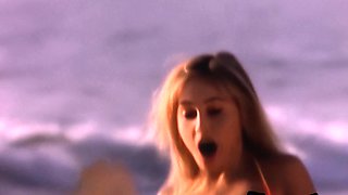 Massive titted teen shows her hairy cunt