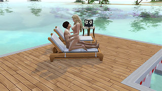 Couple in love have sex in public on the beach