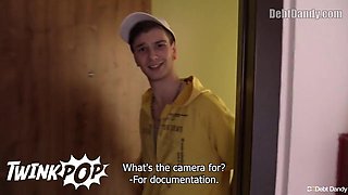Straight Twink Desperate to Settle Debt Crisis by Bareback Fucking His Ass and Sucking Big C