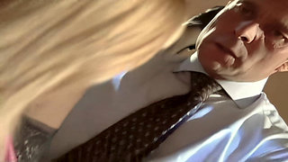 Blindfolded Blonde Swinger Gloryhole