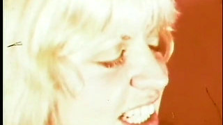 Blonde vintage MILF sucks and takes cock in her hairy beaver (No audio but music)