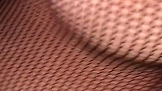 Black Fishnets & Pink Crotchless Pantyhose