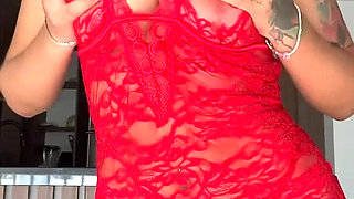 The Kitten Is Filming Herself Wearing This Cute Red Lingerie, Just to Show You How Sexy She Looks in It.