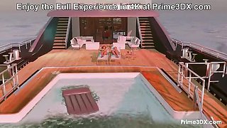 Futanari Chick Fingering and Blowjob by Vacation Pool - Big Tits 3D Animation