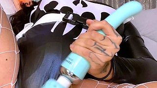 Kinky moist taco brunette anal toy play during masturbating