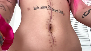 Scar Fetish Belly Button Fingering Belly Worship Tummy Waist Rubbing Deep Scar Stapled Stomach