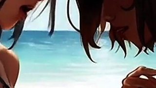 Lactating Lesbians Breastfeed on the Beach