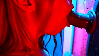 Redhead in bathroom - Wet body and footjob - MollyRedWolf