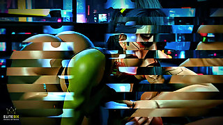 Blue Hair Cyberpunk Slut - Blowjob and Fuck (100% AI Generated 4K)