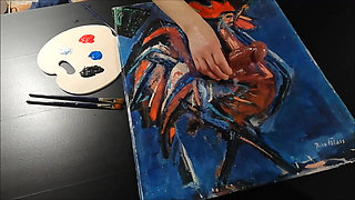 Horny Artist Cock Massage Cumshot