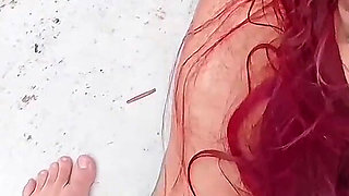 Petite Redhead Rough POV Fuck - Deepthroat, Rimming, Doggy and Cowgirl Cum on Ass in Risky Sex