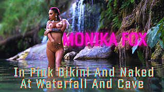 Monika Fox In Pink Bikini And Naked At Waterfall And Cave