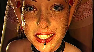Filthy Brunette in Chains Gangbang with Facial Cum Fest!