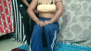 When the stepbrother saw the sister showing the sexy video alone, the stepbrother fucked the sister