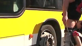 Humiliating blowjob in the street