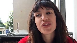 German dark haired displays off her fur covered soles