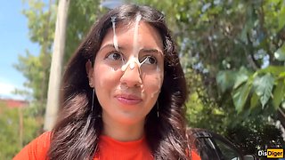 Crazy Girl Sucking Dick in the Bushes - Huge Facial Public Cumwalk
