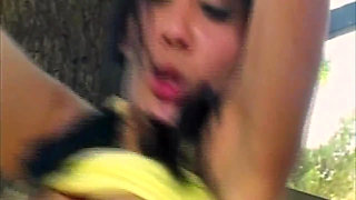 Hot Brunette Babe Gets Rough Outdoor Pounding and Creamy Cumshot