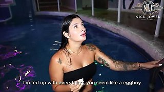Big Ass Latina Stepbrother's Girlfriend Fuck - Surprise Pool Threesome with Salome Gil & NickJowel