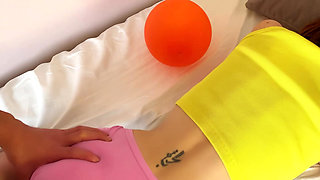 Taboo stepDaddy fuck stepdaughter in pigtails and long high socks and kitty panties pov and cum on her pink panties