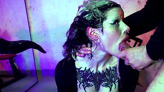 Slut gets Spitroasted and fucked messy extreme facefuck