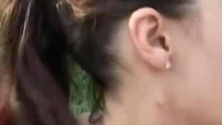 Merry & Nina Outdoor Lesbians Fun and Blowjob