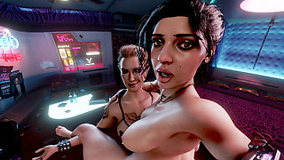 FFM DP 3some Cyberpunk Double Penetration with Strapon