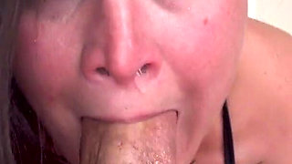 Hot brunette Kali Danes POV deepthroat blowjob and cum swallow