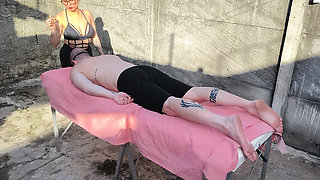 Nude Massage Outdoors with Hot Blonde