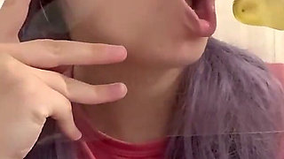 Silly Face Fetish and Squirting Milk Onto a Glass Table