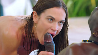 Fit girl with small boobs sucking and riding a BBC