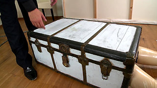 Redhead Slut Triple Penetrated in the Bathroom by 3 Masked Cops