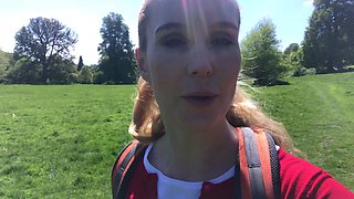 Busty blonde outdoor masturbation fun times