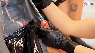 Miss Flora And Nikolaz Zpageti In Three Cruel Latex Goddesses Destroy Tattooed Slave With Deep Sounding & Urethral Fingering
