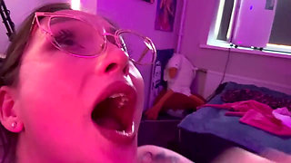Frontal Facefuck of Tgirl with Glasses