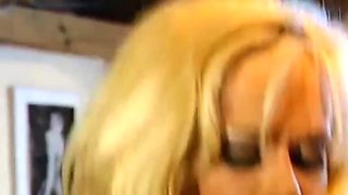 Big breasted blondie tasting the hot sperm