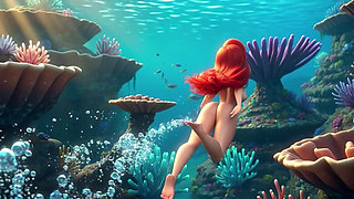 Sensual Mature Ariel Explores Her Magical Underwater Grotto with Long Human Legs and Graceful Poses in Fantasy