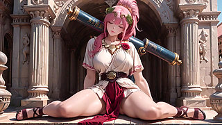 Private Morning Reading in the Roman Court, Silk Stockings Crossed, Forbidden Lip Touch!