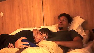 Watching a movie with my step sister ends up eating my penis