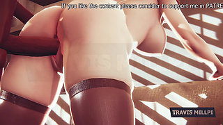 Sexy Redhead Teases While Reading Glasses, Stockings & Slow Strip